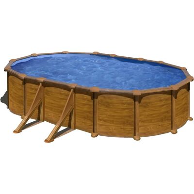 GRE Piscina KIT610W Ovalada sobre tierra - Estructura de acero, Azul, Acabado en madera GRE Piscina KIT610W Ovalada sobre tierra - Estructura de acero, Azul, Acabado en madera