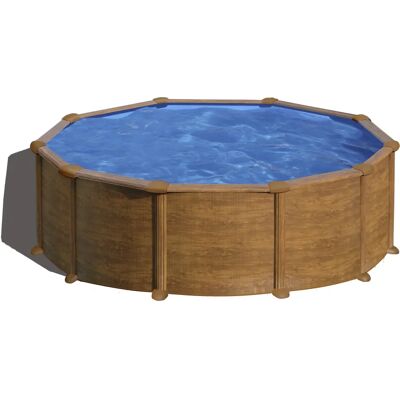 Gre - Piscina rotonda 17450L - Struttura in acciaio, resistente UV, finitura effetto legno Gre - Piscina rotonda 17450L - Struttura in acciaio, resistente UV, finitura effetto legno