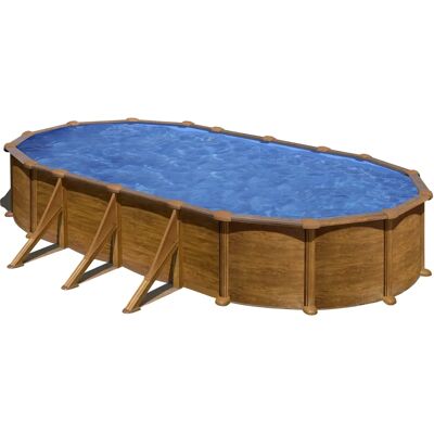 Piscina elevada Gre - Modelo KIT730W, Ovalada, Azul/Madera/Marrón - Piscina Piscina elevada Gre - Modelo KIT730W, Ovalada, Azul/Madera/Marrón - Piscina