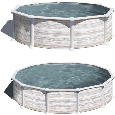 Gre Piscina Redonda de Acero - Decoración Nórdica 550x132cm - 27.790L Gre Piscina Redonda de Acero - Decoración Nórdica 550x132cm - 27.790L