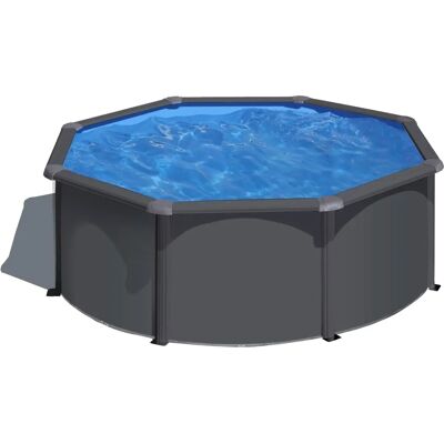 Gre Louko Runder Stahlpool - Anthrazit - 3,20m x 1,22m - Sandfiltration Gre Louko Runder Stahlpool - Anthrazit - 3,20m x 1,22m - Sandfiltration
