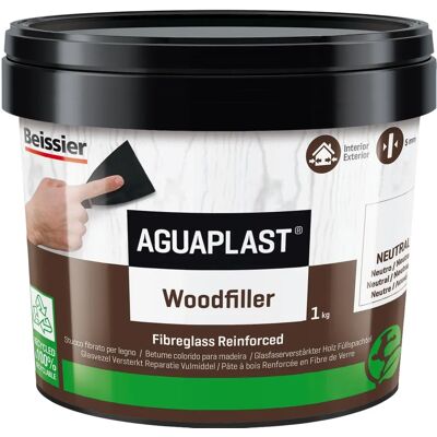 Stucco per legno Aguaplast - Rinforzato con fibra di vetro - Profondità 5mm - Asciugatura rapida - Neutro - 1kg - Interno/Esterno Stucco per legno Aguaplast - Rinforzato con fibra di vetro - Profondità 5mm - Asciugatura rapida - Neutro - 1kg - Interno/Esterno