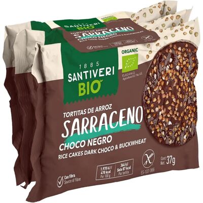 Tortitas de arroz y trigo sarraceno con chocolate negro - Sin gluten, orgánico Tortitas de arroz y trigo sarraceno con chocolate negro - Sin gluten, orgánico