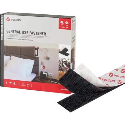 Velcro Klettband - 20mm, 25m, Schwarz - Allgemeiner Gebrauch Velcro Klettband - 20mm, 25m, Schwarz - Allgemeiner Gebrauch