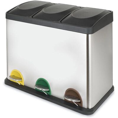 Habitex Cubo Pedal Triple - Contenedor de reciclaje Habitex Cubo Pedal Triple - Contenedor de reciclaje