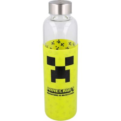 Bouteille en verre Minecraft 585ml avec étui en silicone - Bouteille d'eau - Publicité Bouteille en verre Minecraft 585ml avec étui en silicone - Bouteille d'eau - Publicité
