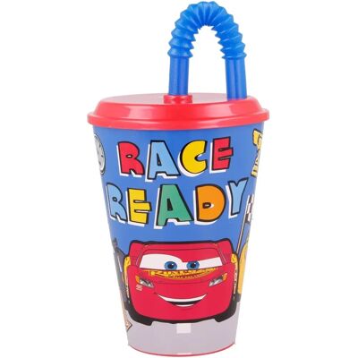 Kubek 430 ml z Pokrywką i Słomką Cars Let's Race Kubek 430 ml z Pokrywką i Słomką Cars Let's Race