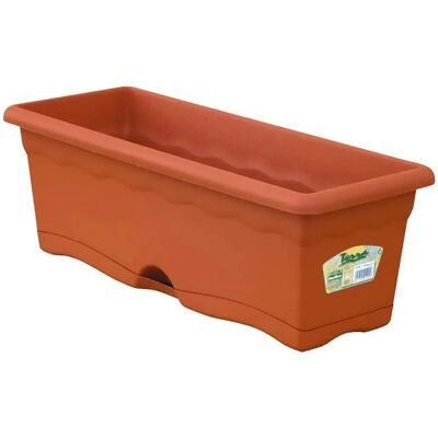 Plastiken Terrakotta Pflanzgefäß mit Teller - 60x20cm Plastiken Terrakotta Pflanzgefäß mit Teller - 60x20cm
