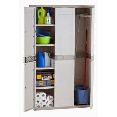 Armoire de rangement Plastiken - 3 Portes, 4 Étagères, Résistant UV Armoire de rangement Plastiken - 3 Portes, 4 Étagères, Résistant UV