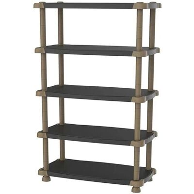 Plastiken Regal 88 cm - 5 Etagen Zweifarbigkeit - Schwarz und Taupe Plastiken Regal 88 cm - 5 Etagen Zweifarbigkeit - Schwarz und Taupe