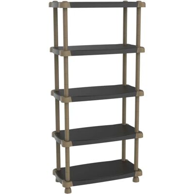 Plastiken Regal 88 cm - 5 Etagen Zweifarbigkeit - Schwarz und Taupe Plastiken Regal 88 cm - 5 Etagen Zweifarbigkeit - Schwarz und Taupe