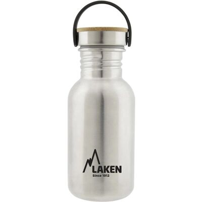 Laken Basic Steel Bambú - Waterfles 0,5L RVS met Bamboe Deksel Laken Basic Steel Bambú - Waterfles 0,5L RVS met Bamboe Deksel