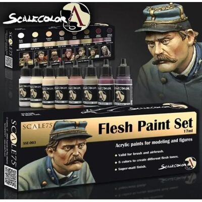 Zestaw farb akrylowych Flesh od Scale 75 - Seria o matowym wykończeniu Zestaw farb akrylowych Flesh od Scale 75 - Seria o matowym wykończeniu