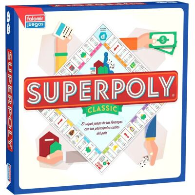 FALOMIR Superpoly - Gra planszowa - Gra strategiczna o nieruchomościach i pieniądzach FALOMIR Superpoly - Gra planszowa - Gra strategiczna o nieruchomościach i pieniądzach