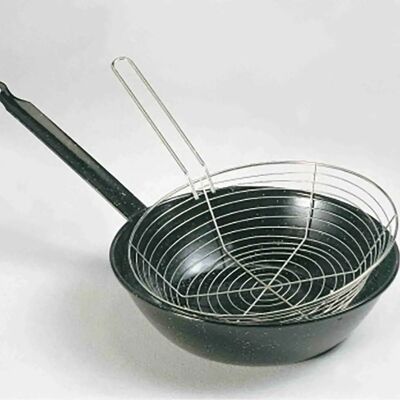Garcima Emaille pan 28cm met handvat & frituurmandje - Keukengerei Garcima Emaille pan 28cm met handvat & frituurmandje - Keukengerei