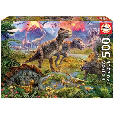 Educa Dinosaur Gathering 500-dels Puslespill - Dyr Educa Dinosaur Gathering 500-dels Puslespill - Dyr