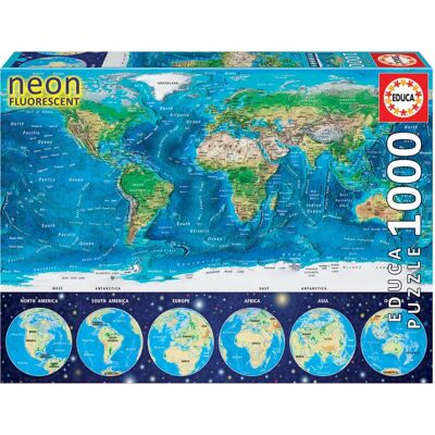 Puzzle Educa 16760 - Světová mapa Neon 1000 Kusů Puzzle Educa 16760 - Světová mapa Neon 1000 Kusů