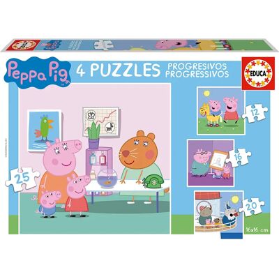 Puzzle Progressifs Peppa Pig - 4 Pièces 12-25 - Publicité Puzzle Progressifs Peppa Pig - 4 Pièces 12-25 - Publicité