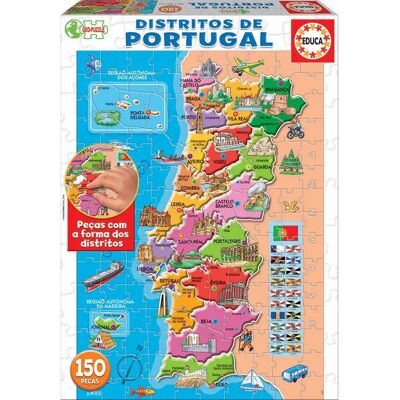 Puzzle Educa 16929 - Mapa de Portugal con Distritos - 150 Piezas Puzzle Educa 16929 - Mapa de Portugal con Distritos - 150 Piezas