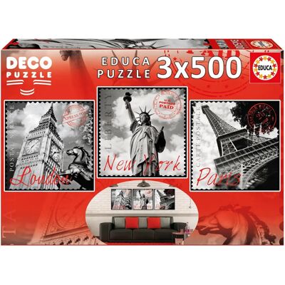 Puzzle Educa 1500 pezzi - Big Cities Deco - 3 x 500 Pezzi Puzzle Educa 1500 pezzi - Big Cities Deco - 3 x 500 Pezzi