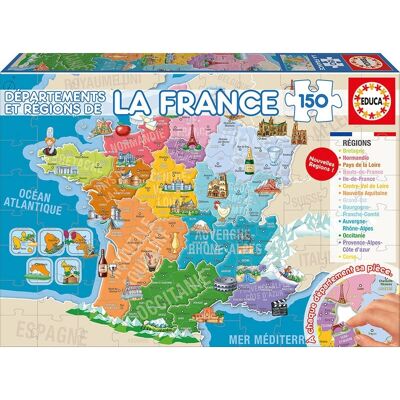 Educa Modell - Franciaország Térkép Puzzle - 150 Darab Educa Modell - Franciaország Térkép Puzzle - 150 Darab