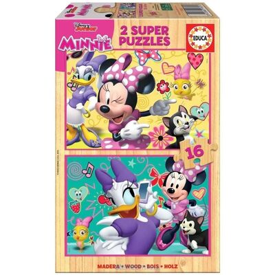 Puzzle in Legno Educa Minnie e Daisy - 16 Pezzi Puzzle in Legno Educa Minnie e Daisy - 16 Pezzi