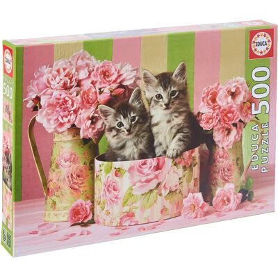 Educa Puzzle - 500 Teile - Kätzchen mit Rosen - Unisex Puzzle Educa Puzzle - 500 Teile - Kätzchen mit Rosen - Unisex Puzzle