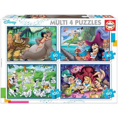Zestaw 4 puzzli Educa Disney - 50-150 elementów Klasyczne gry dla dzieci Zestaw 4 puzzli Educa Disney - 50-150 elementów Klasyczne gry dla dzieci