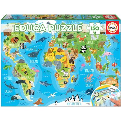 Puzzle Educa 18115 - Carte des animaux - 150 pièces - Enfants 6+ - Intérieur Puzzle Educa 18115 - Carte des animaux - 150 pièces - Enfants 6+ - Intérieur