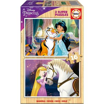 Puzzle Drewniane Educa Księżniczki Disney - 2x16 Elementów Puzzle Drewniane Educa Księżniczki Disney - 2x16 Elementów
