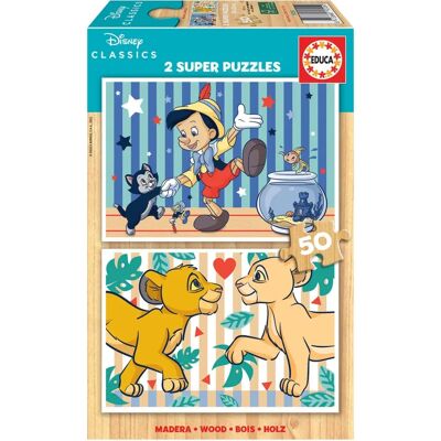 Puzzle Disney Klasiky Educa - 2x50 Dílků - Dřevo, 26x18cm Puzzle Disney Klasiky Educa - 2x50 Dílků - Dřevo, 26x18cm