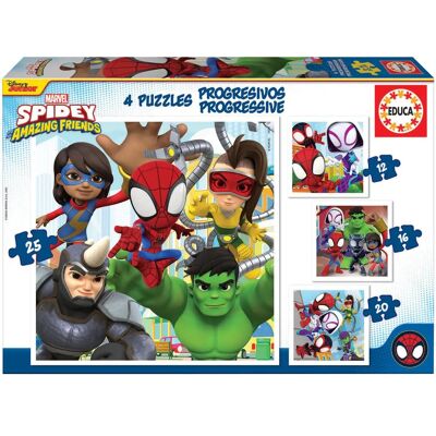 Puzzle Educa Marvel Spidey & Friends - 4 Stuks - Kinderen Puzzle Educa Marvel Spidey & Friends - 4 Stuks - Kinderen