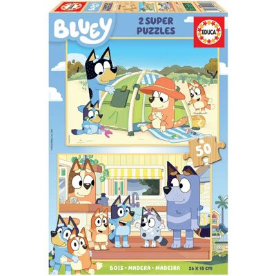 Dřevěné puzzle Bluey - 50 kusů - Kreslené a komiksy - 26x18cm Dřevěné puzzle Bluey - 50 kusů - Kreslené a komiksy - 26x18cm