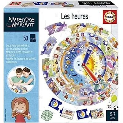 Educa Les heures - Utbildningsspel - Blå - 63 delar - För barn 5+ Educa Les heures - Utbildningsspel - Blå - 63 delar - För barn 5+