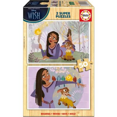 Educa Houten Puzzel 2 x 50 stuks Disney Wish - Puzzel Type Educa Houten Puzzel 2 x 50 stuks Disney Wish - Puzzel Type