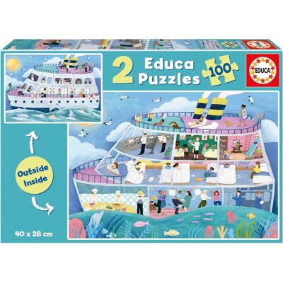 Educa 2x100 Stukjes Boot Buiten/Binnen Puzzel - Puzzel Educa 2x100 Stukjes Boot Buiten/Binnen Puzzel - Puzzel