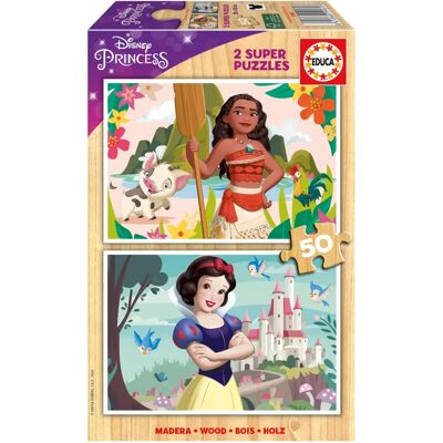 Educa Disney Prinzessinnen Puzzle - 2x50 Teile - Vaiana & Schneewittchen Educa Disney Prinzessinnen Puzzle - 2x50 Teile - Vaiana & Schneewittchen