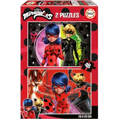 Quebra-cabeça Miraculous Ladybug 2x48 peças - Crianças Quebra-cabeça Miraculous Ladybug 2x48 peças - Crianças