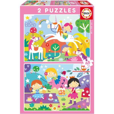 Zestaw 2 Puzzle Educa Świat Fantazji 48 Elementów - Dla Dzieci Powyżej 4 Lat Zestaw 2 Puzzle Educa Świat Fantazji 48 Elementów - Dla Dzieci Powyżej 4 Lat