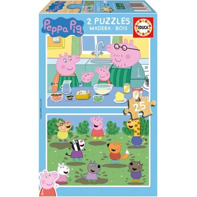 Peppa Wutz Puzzlespiel - 2x25 Teile - Educa - One Size Peppa Wutz Puzzlespiel - 2x25 Teile - Educa - One Size
