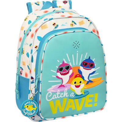 Baby Shark Schultasche Blau Weiß - 27x33x10 cm Baby Shark Schultasche Blau Weiß - 27x33x10 cm