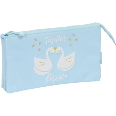 Astuccio scolastico azzurro chiaro Glowlab Cisnes - 3 scomparti Astuccio scolastico azzurro chiaro Glowlab Cisnes - 3 scomparti