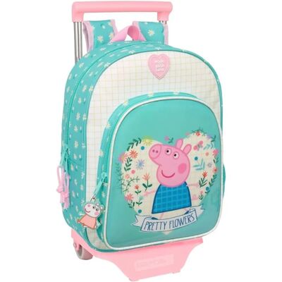 Sac d'école Peppa Pig Pretty Flowers Jaune Menthe - Type École - Publicité Sac d'école Peppa Pig Pretty Flowers Jaune Menthe - Type École - Publicité
