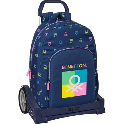 Benetton Modèle Bleu Marine - Sac à Dos Scolaire avec Roues - Publicité Benetton Modèle Bleu Marine - Sac à Dos Scolaire avec Roues - Publicité