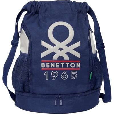 Sac à dos enfant Benetton Varsity Gris Bleu Marine 35x40x1cm - Publicité Sac à dos enfant Benetton Varsity Gris Bleu Marine 35x40x1cm - Publicité