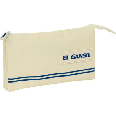 El Ganso Beige Triple Etui - Schoolcase, 3 Vakken El Ganso Beige Triple Etui - Schoolcase, 3 Vakken