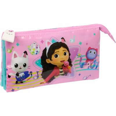 Estuche Safta Gabbys Dollhouse Party Rosa con 3 compartimentos Estuche Safta Gabbys Dollhouse Party Rosa con 3 compartimentos