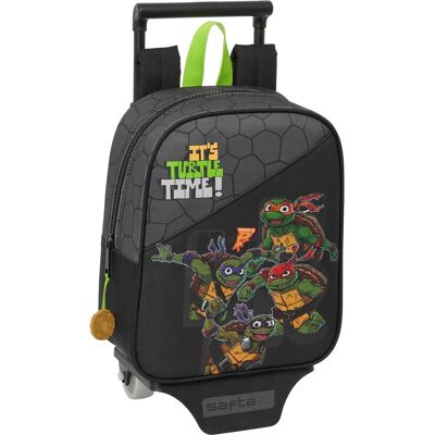 Szkolny plecak Teenage Mutant Ninja Turtles na kółkach - Czarny Szary - 22x27x10cm Szkolny plecak Teenage Mutant Ninja Turtles na kółkach - Czarny Szary - 22x27x10cm
