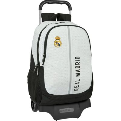 Real Madrid C.F. School Rucksack with Wheels - Grey and White - School Rucksack with Wheels Real Madrid C.F. School Rucksack with Wheels - Grey and White - School Rucksack with Wheels
