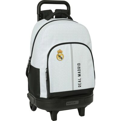 Mochila escolar blanca gris Real Madrid C.F. con ruedas Mochila escolar blanca gris Real Madrid C.F. con ruedas